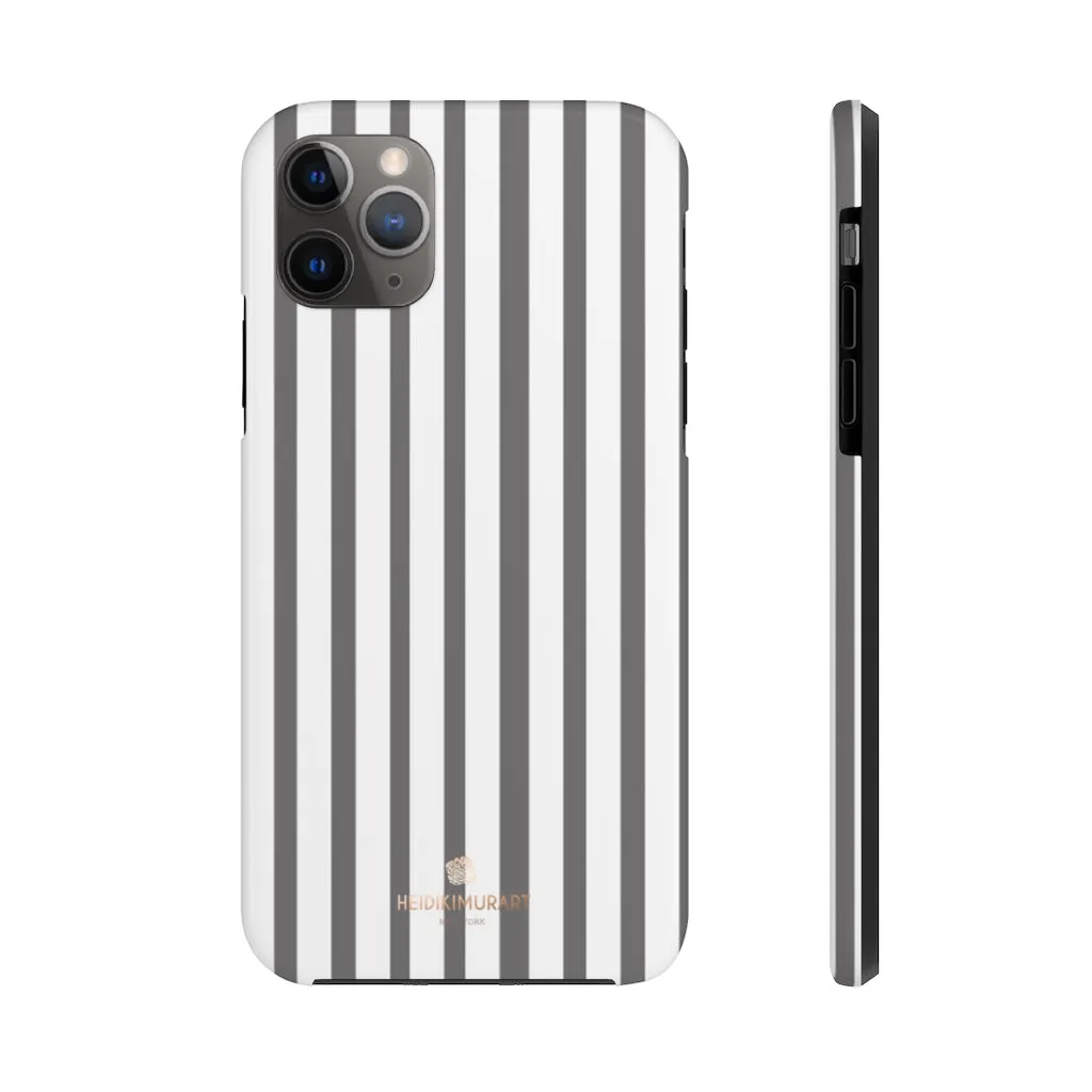 Grey Striped iPhone Case, Modern Designer Case Mate Tough Samsung Galaxy Phone Cases