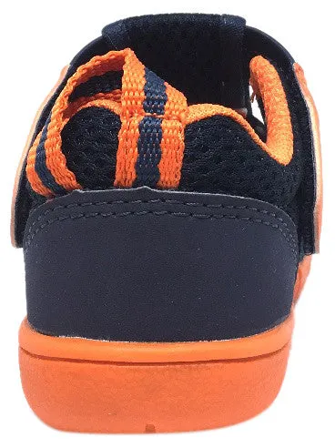 IFME Boy's & Girl's Playa Navy Cobalt and Orange Venice Elastic Lace Mesh Hook and Loop Fisherman Style Sandal