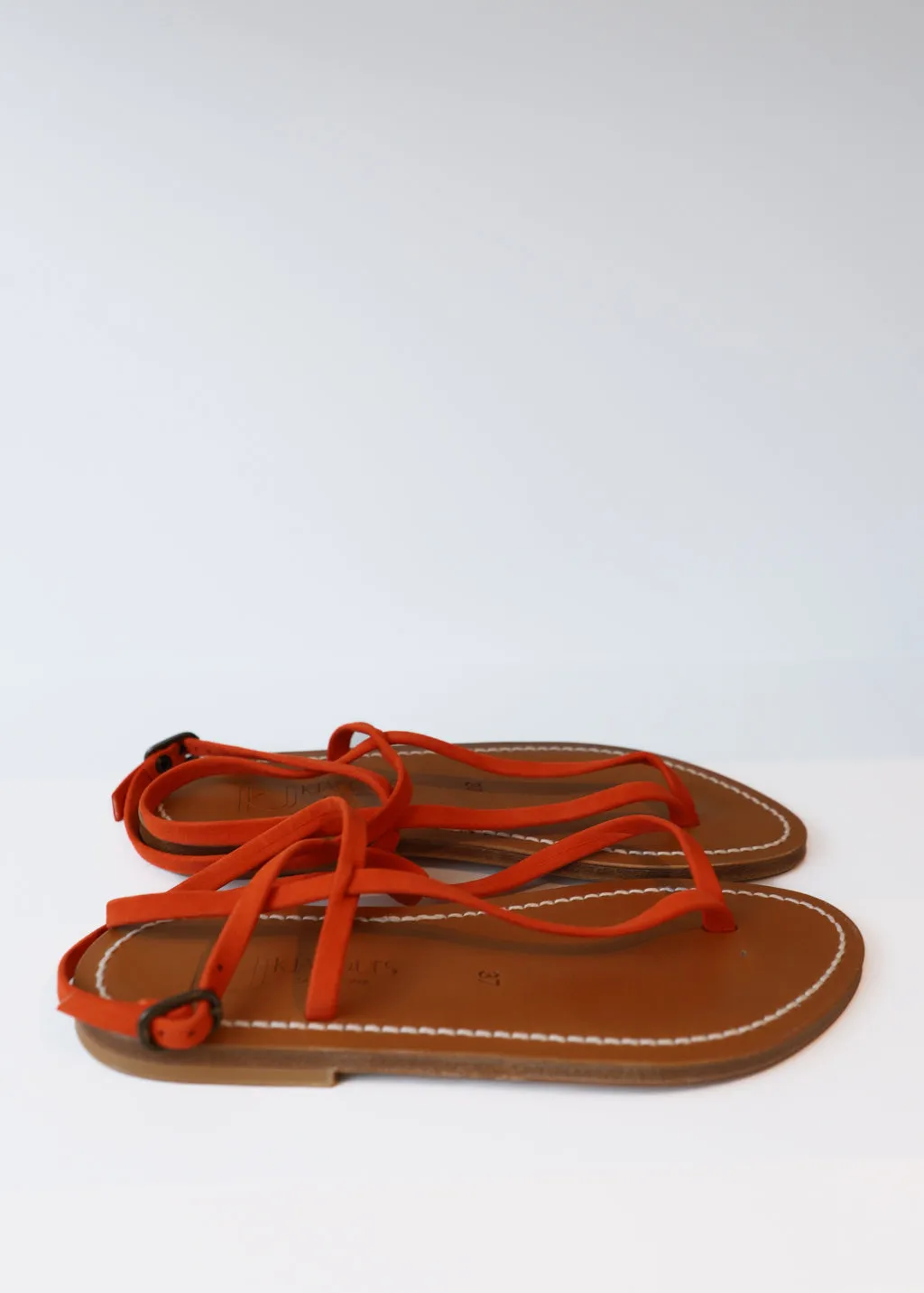 K Jacques Delta Sandal in Vel Naranjo