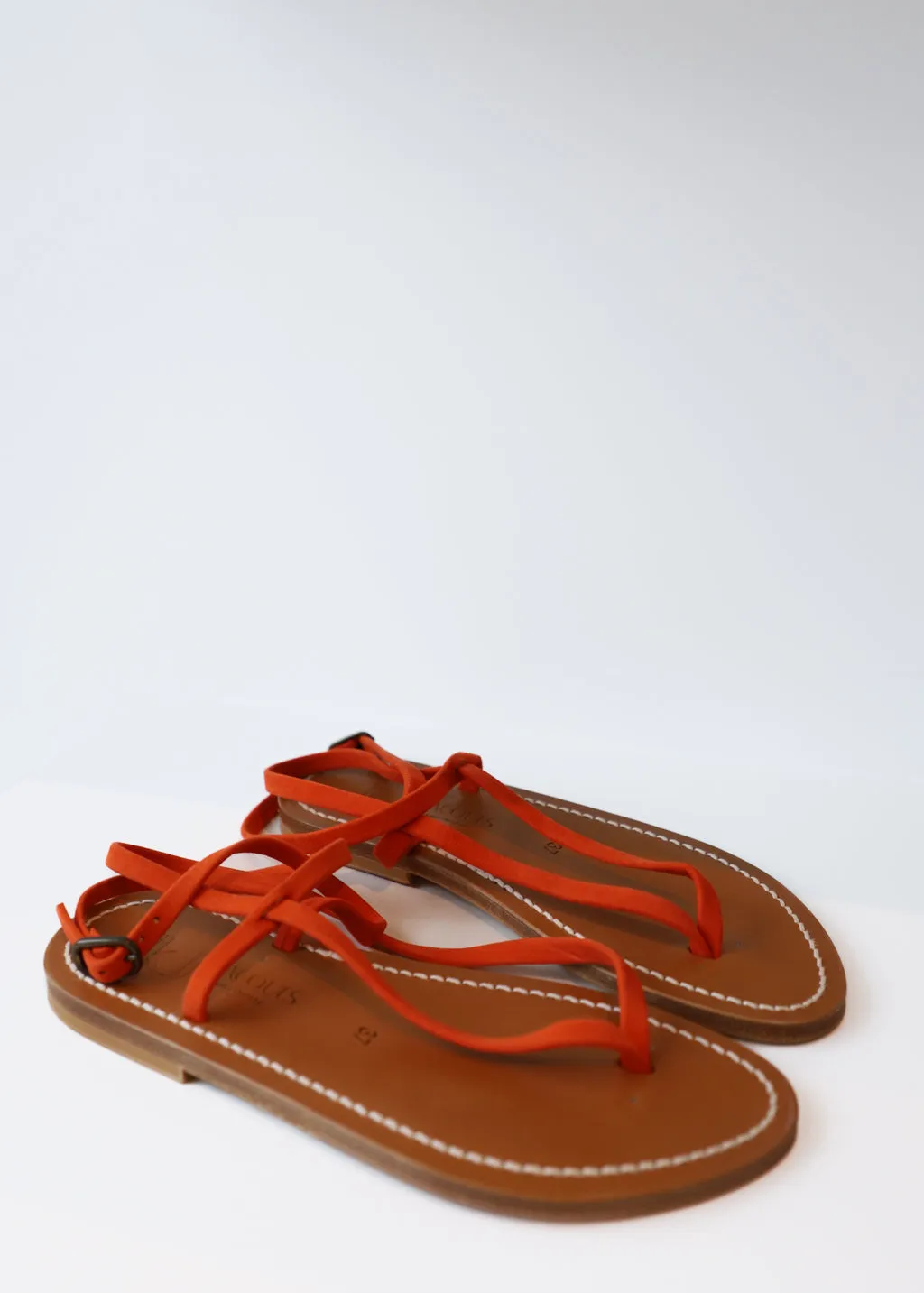 K Jacques Delta Sandal in Vel Naranjo