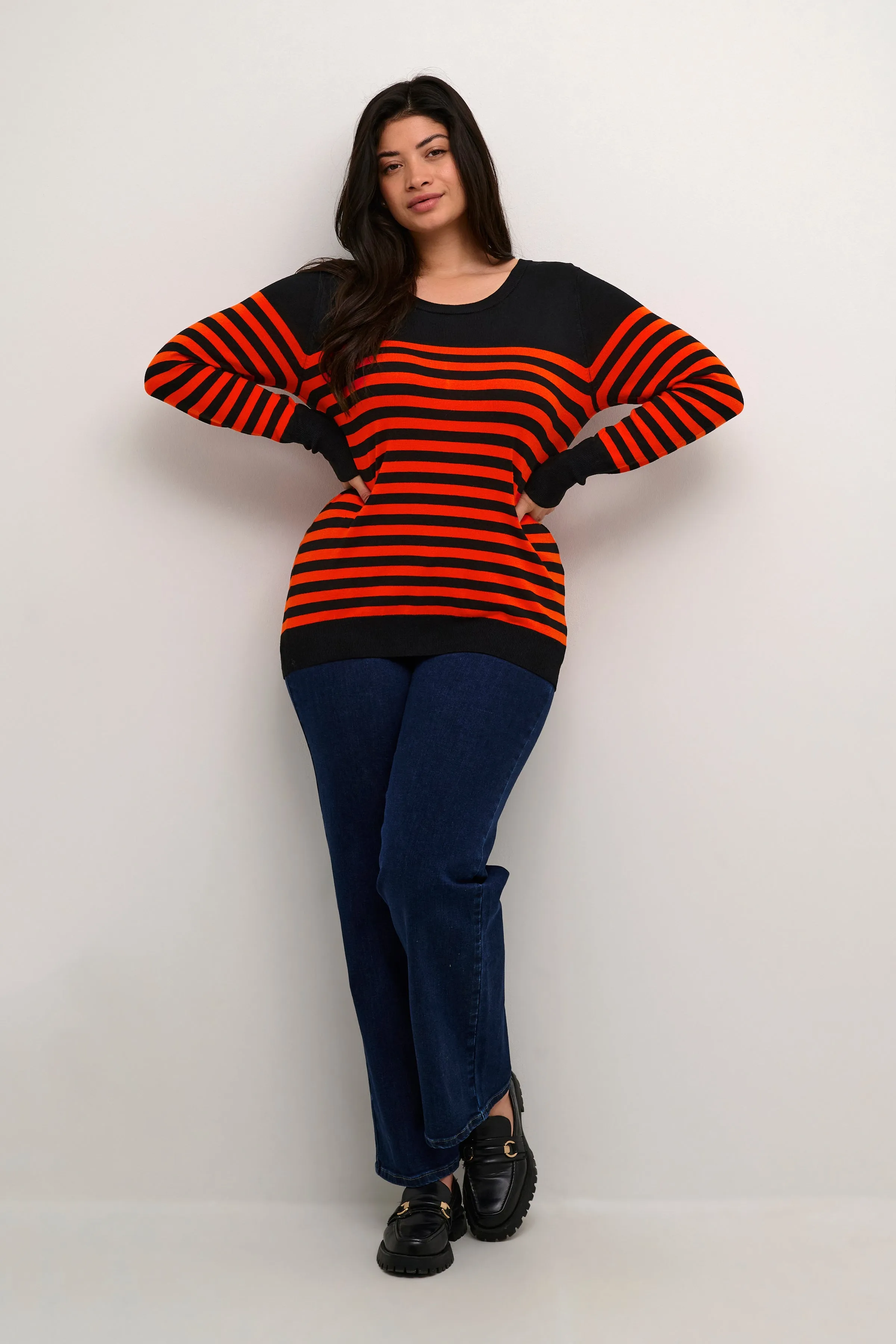 Kaffe Curve Lizzy Knit Jumper in Black/Red