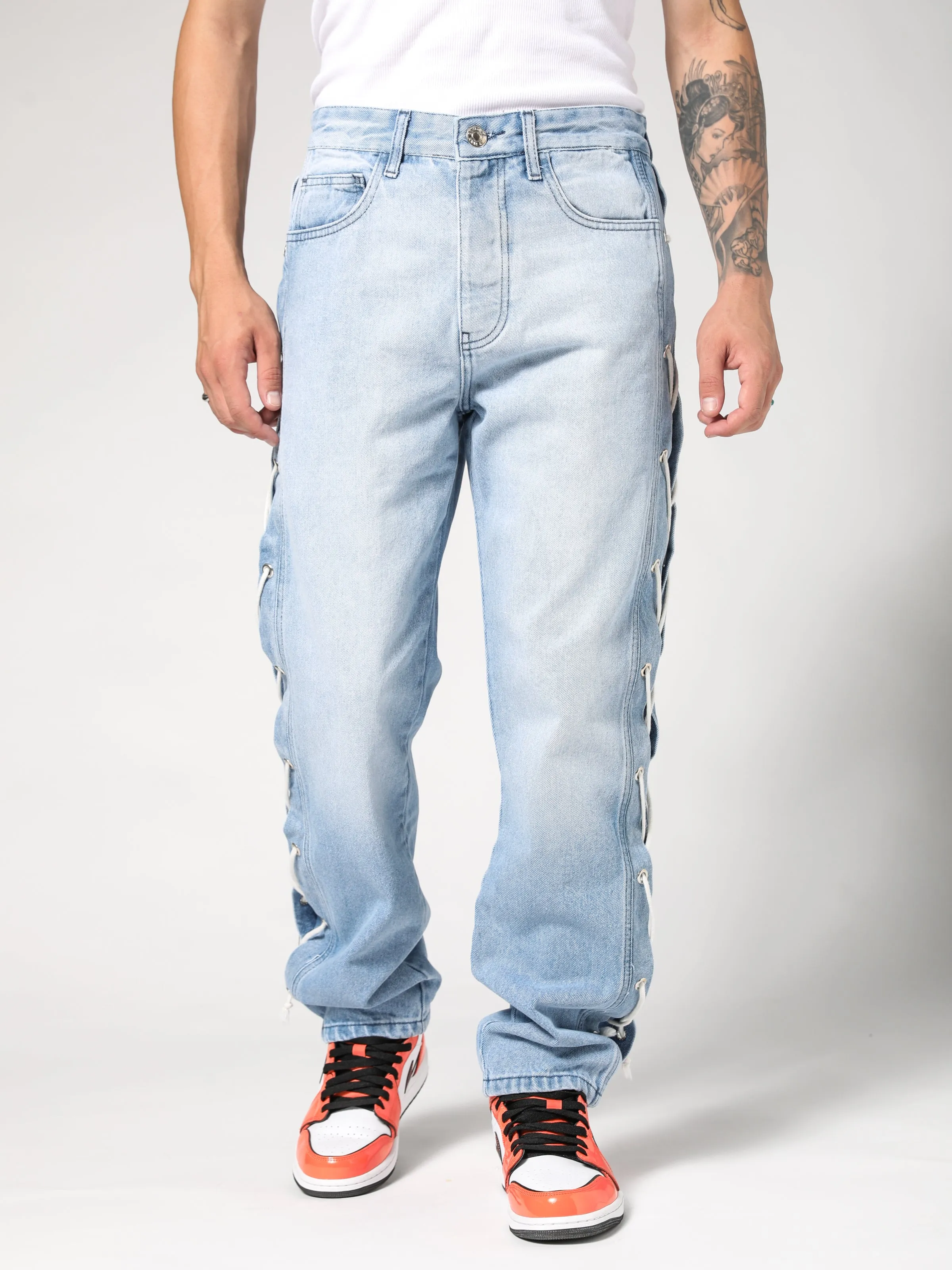 Laces Denim Pants