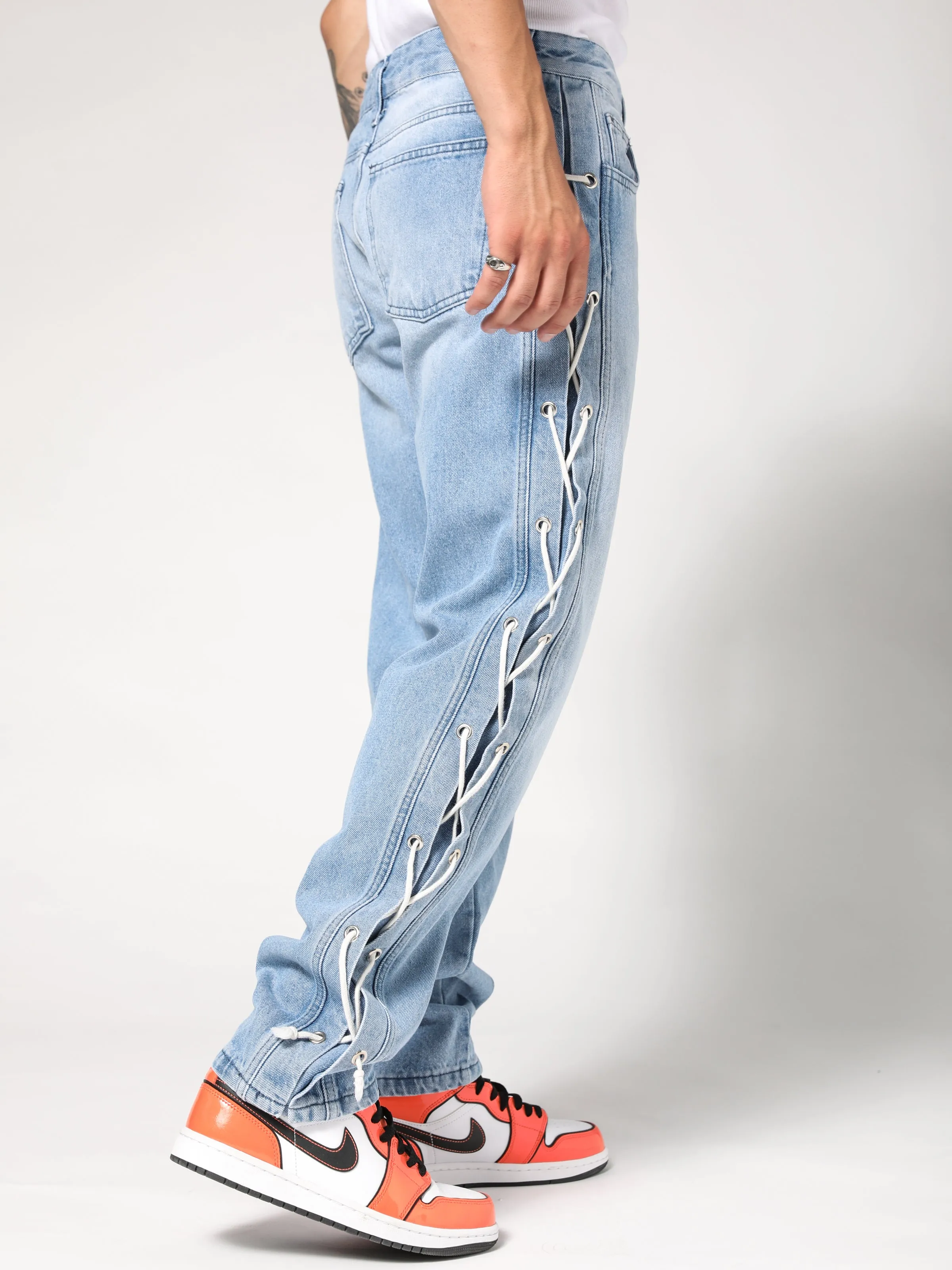 Laces Denim Pants