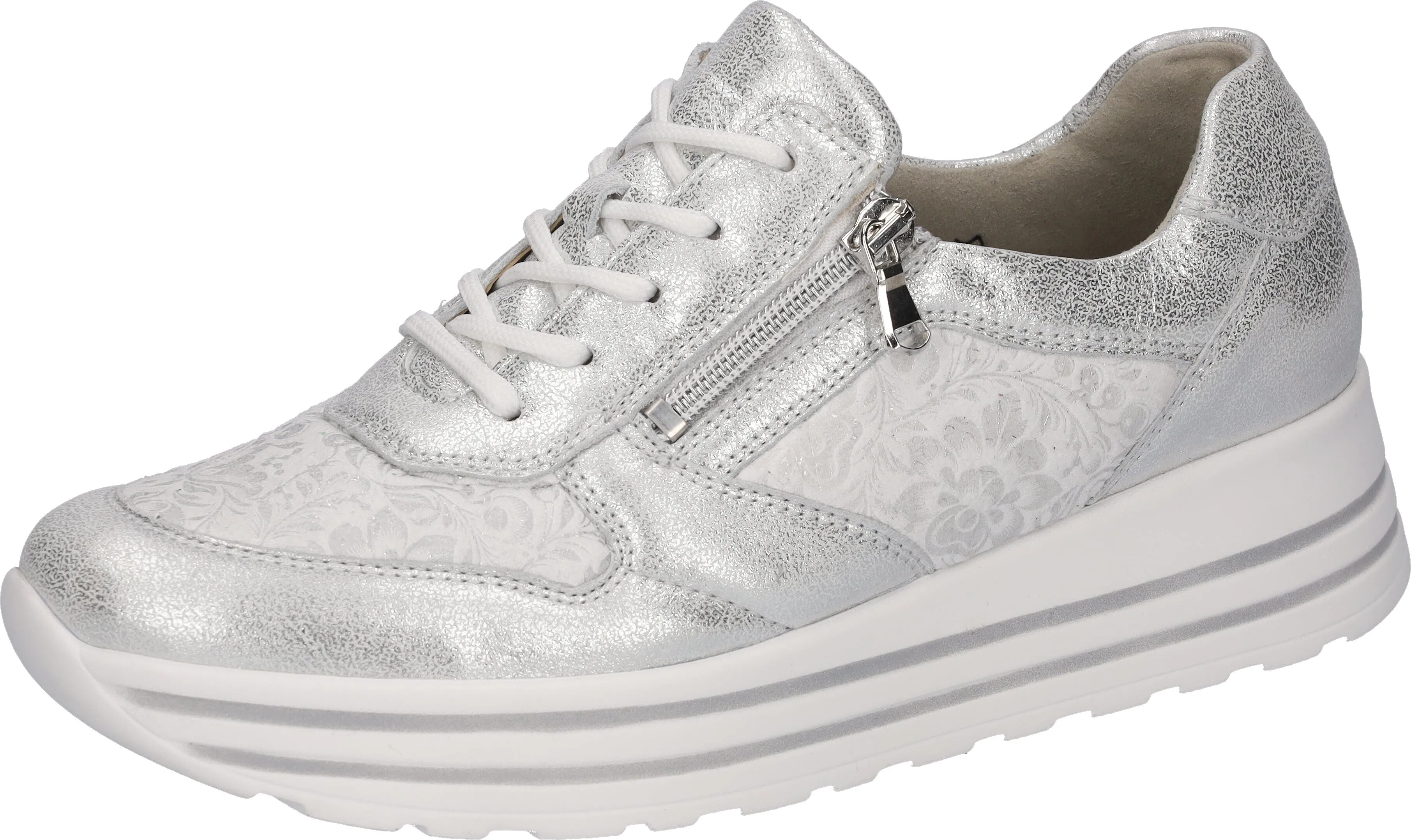 Ladies Waldlaufer Trainers Silver Soft Zip H Wider Fitting 758H02 315 989 Lana sale