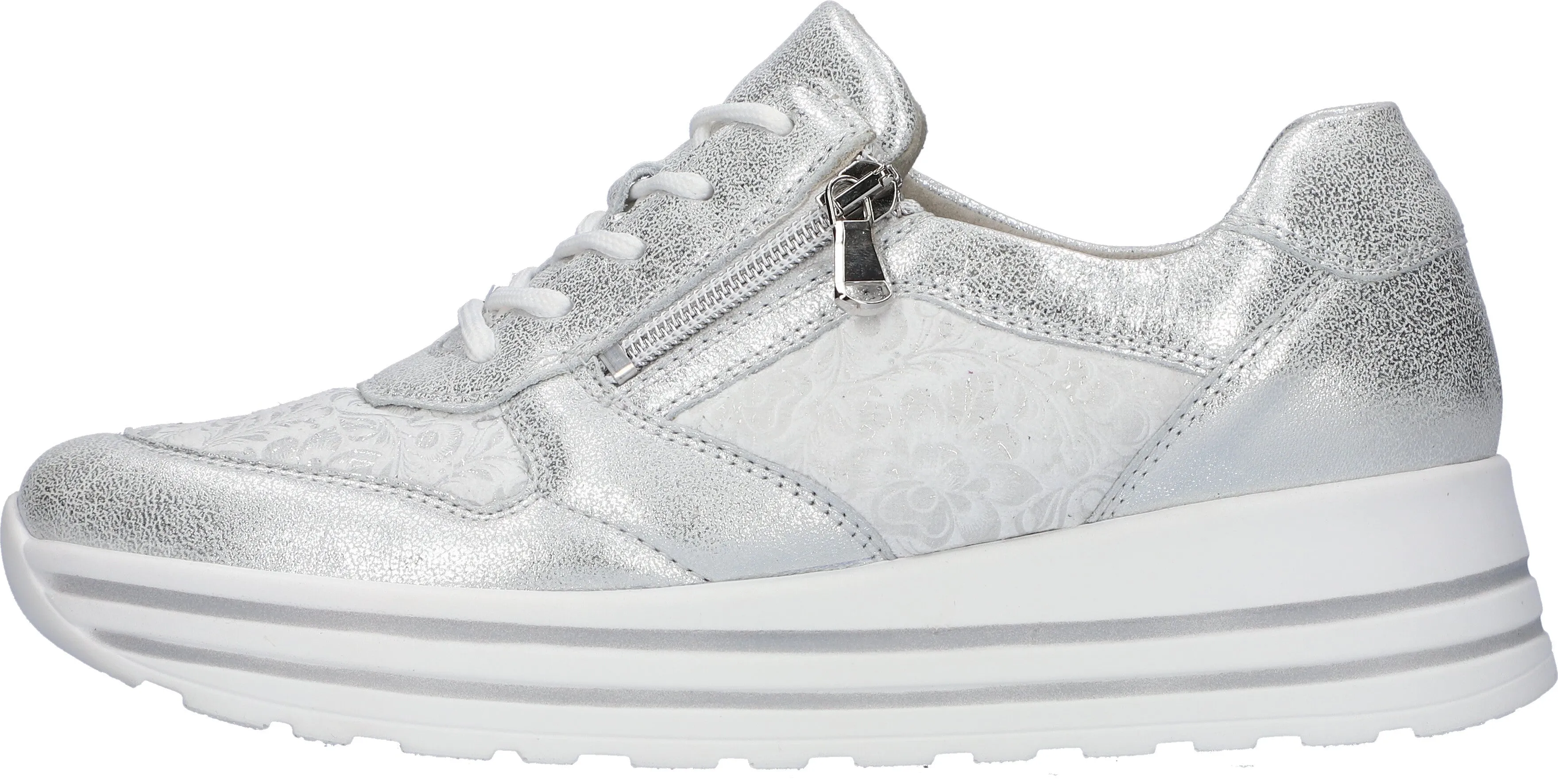 Ladies Waldlaufer Trainers Silver Soft Zip H Wider Fitting 758H02 315 989 Lana sale