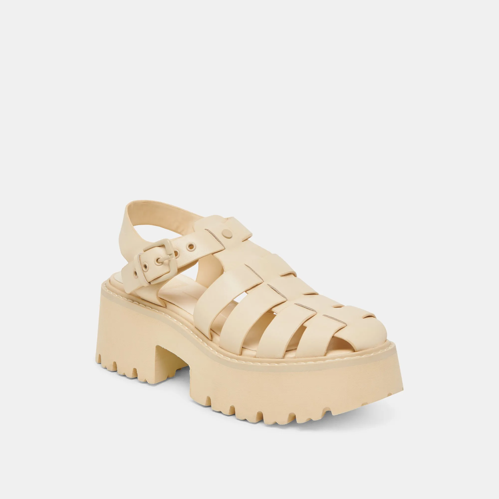 LASLY TONAL SANDALS LIGHT YELLOW LEATHER