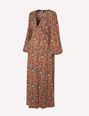 Maternity Floral Balloon Sleeve Lou Midi Dress