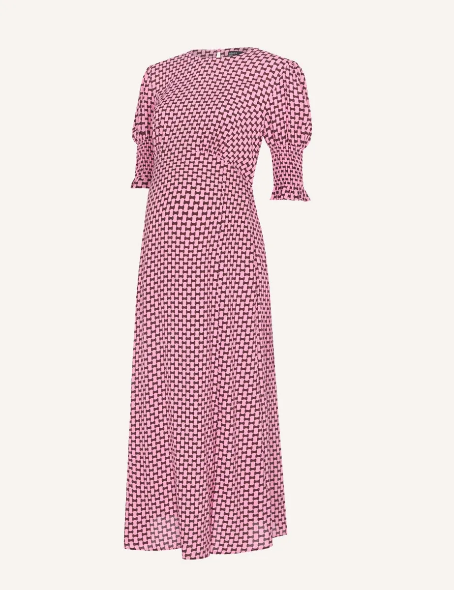 Maternity Pink Geo Print Luna Midi Dress