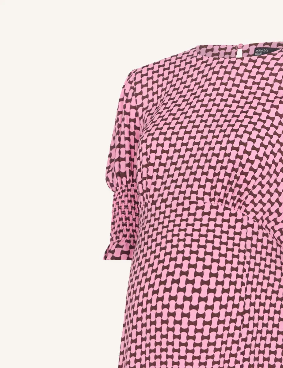 Maternity Pink Geo Print Luna Midi Dress