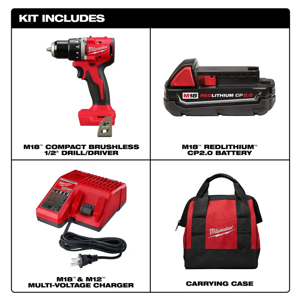 Milwaukee 3601-21P M18 Compact Brushless 1/2" Drill/Driver Kit