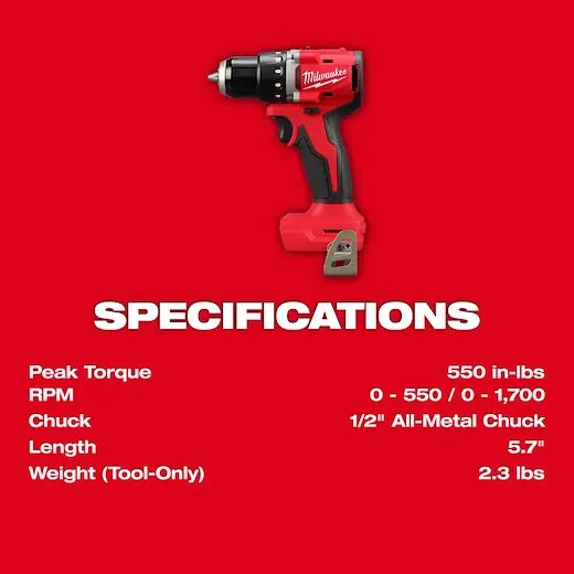 Milwaukee M18™ Compact Brushless 1/2" Drill/ Driver (18 Volt)