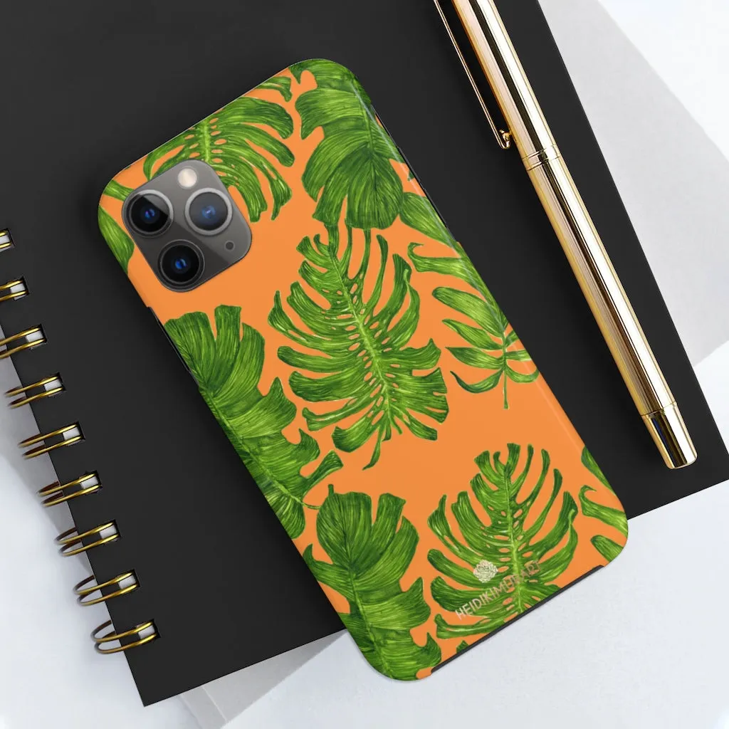 Orange Green Tropical Leaf iPhone Case, Case Mate Tough Samsung Galaxy Phone Cases