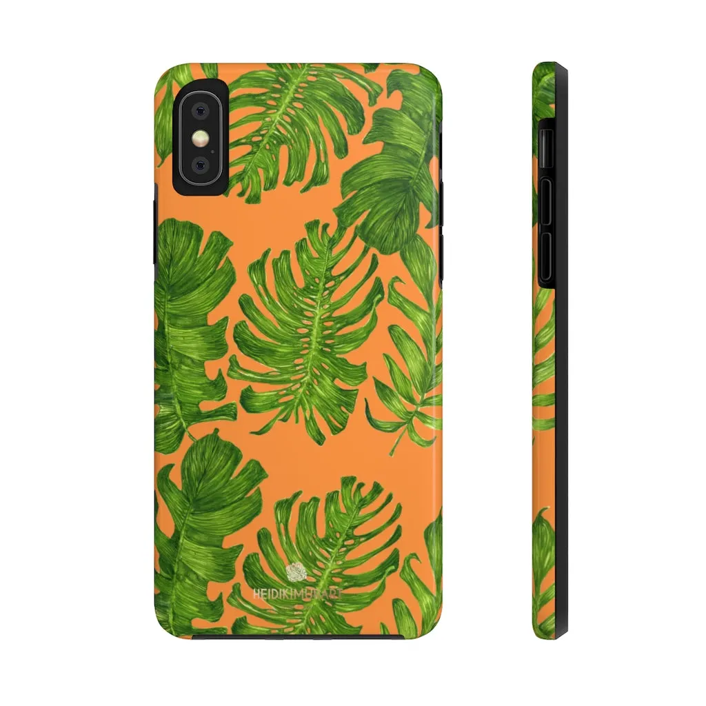 Orange Green Tropical Leaf iPhone Case, Case Mate Tough Samsung Galaxy Phone Cases