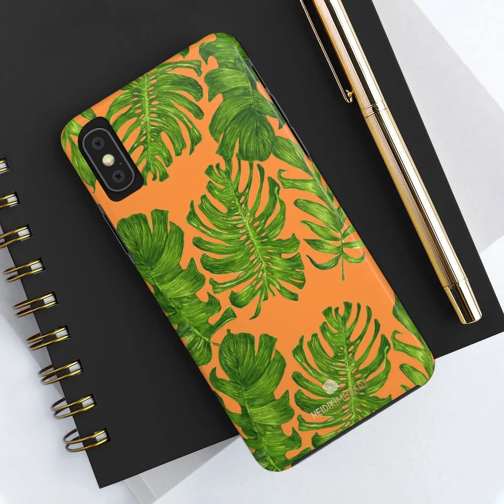 Orange Green Tropical Leaf iPhone Case, Case Mate Tough Samsung Galaxy Phone Cases