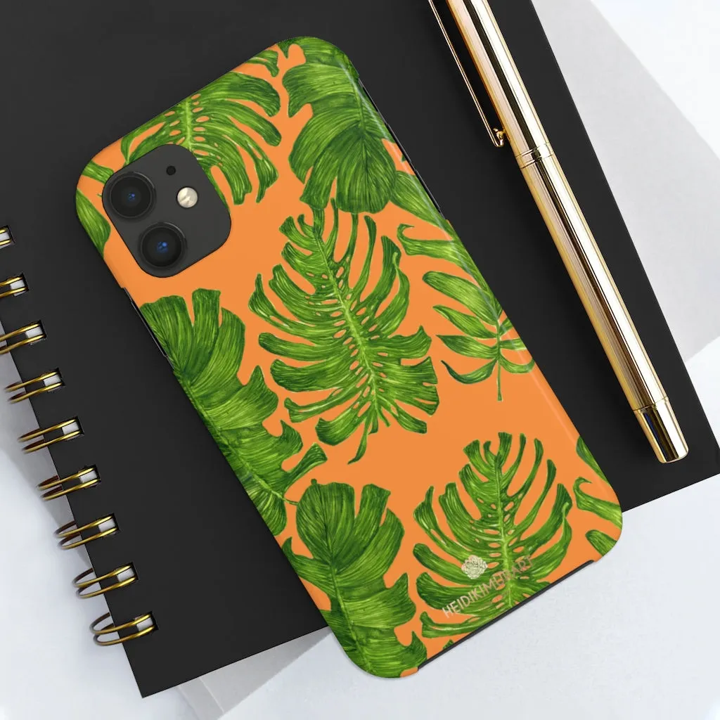 Orange Green Tropical Leaf iPhone Case, Case Mate Tough Samsung Galaxy Phone Cases