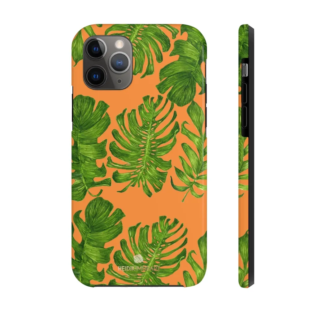 Orange Green Tropical Leaf iPhone Case, Case Mate Tough Samsung Galaxy Phone Cases