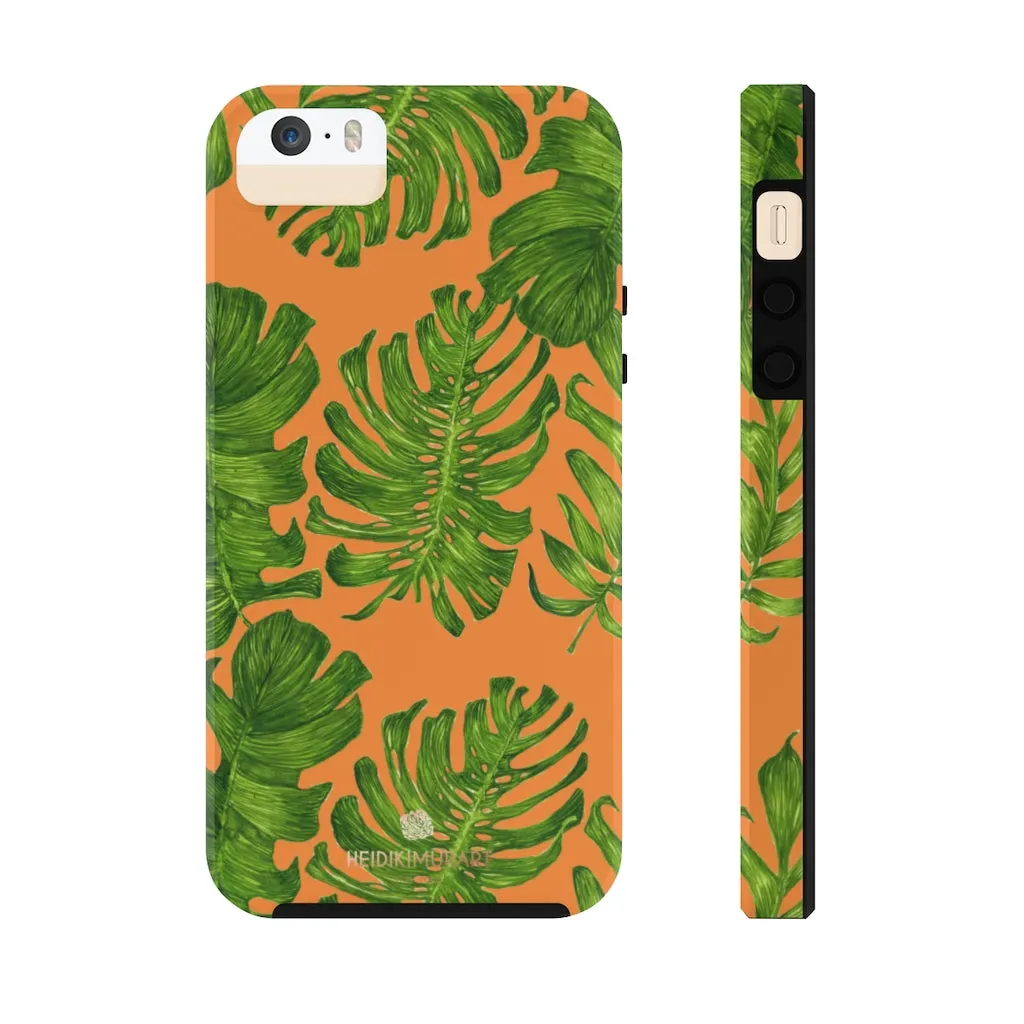 Orange Green Tropical Leaf iPhone Case, Case Mate Tough Samsung Galaxy Phone Cases