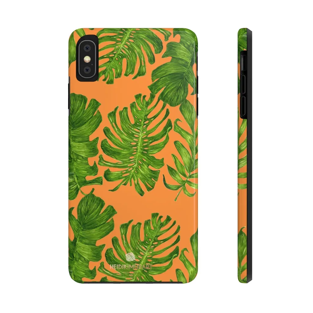 Orange Green Tropical Leaf iPhone Case, Case Mate Tough Samsung Galaxy Phone Cases