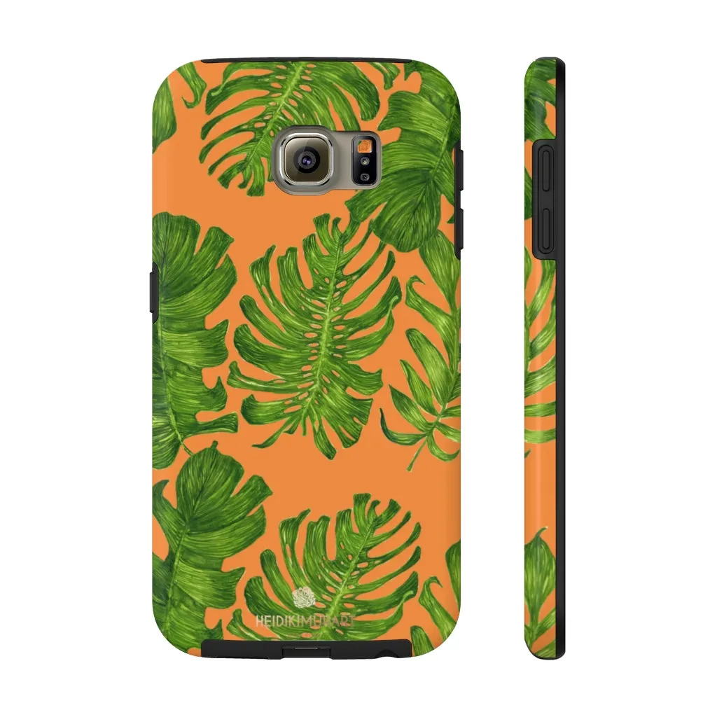 Orange Green Tropical Leaf iPhone Case, Case Mate Tough Samsung Galaxy Phone Cases