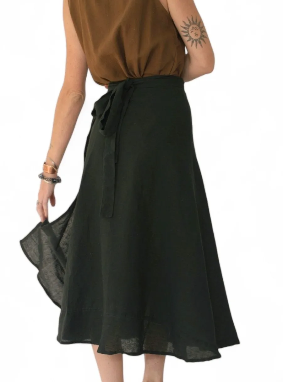 Organic Cotton Black Wrap Skirt