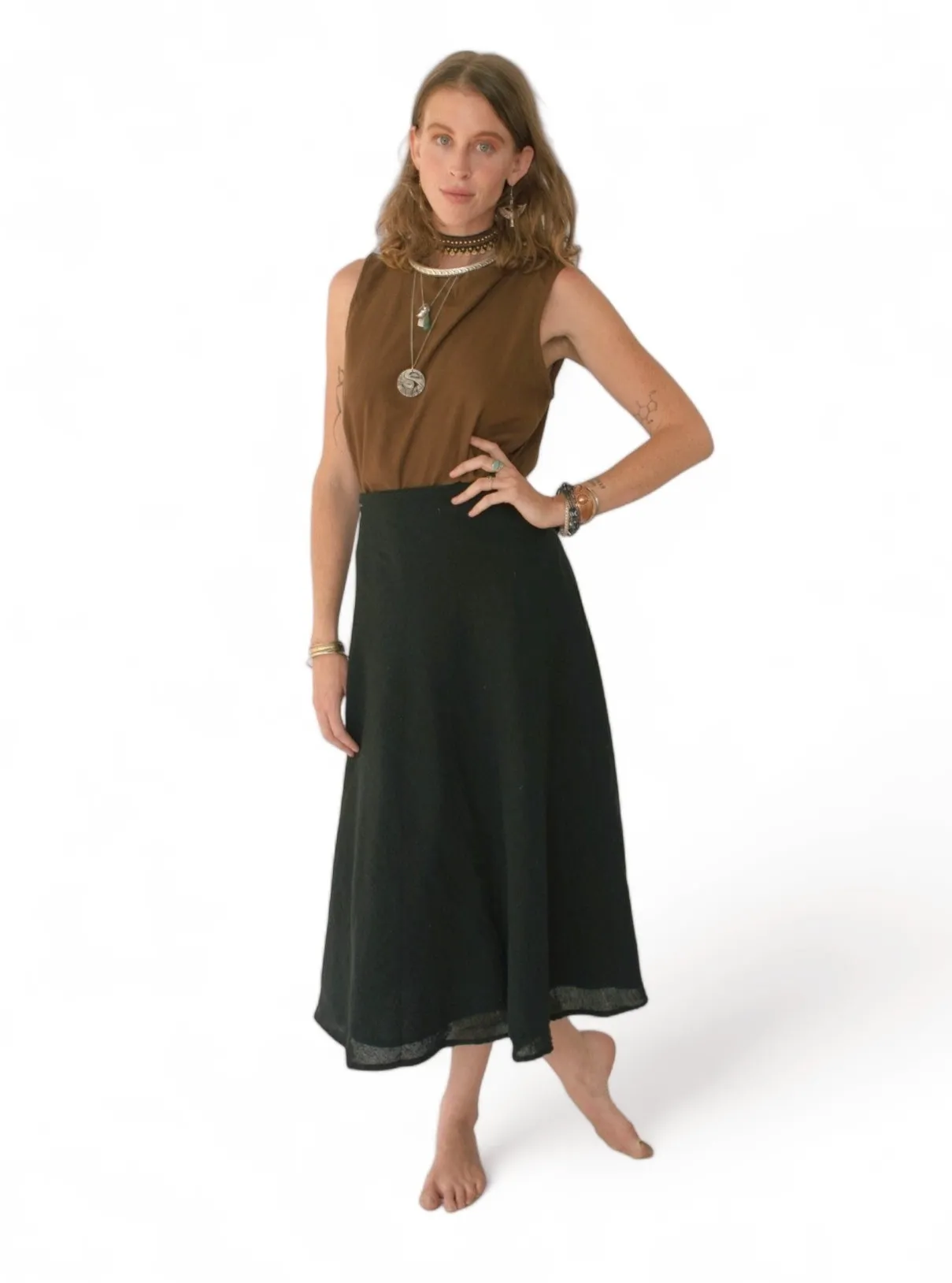 Organic Cotton Black Wrap Skirt