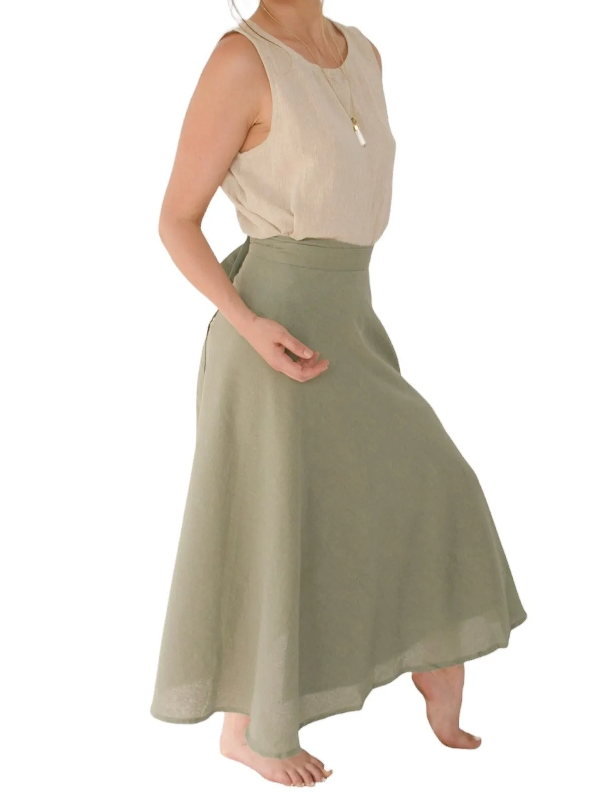 Organic Cotton Sage Green Wrap Skirt