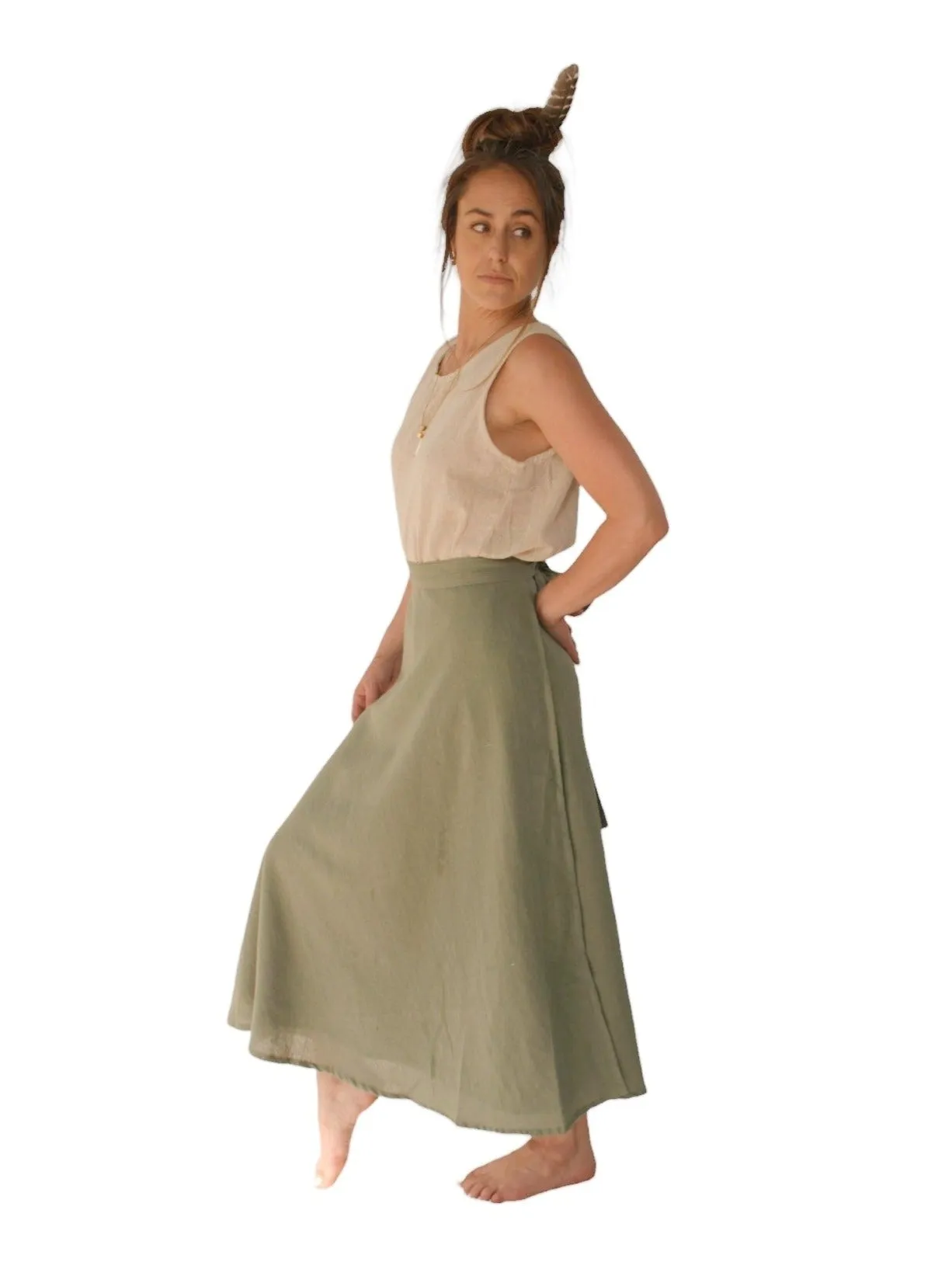 Organic Cotton Sage Green Wrap Skirt