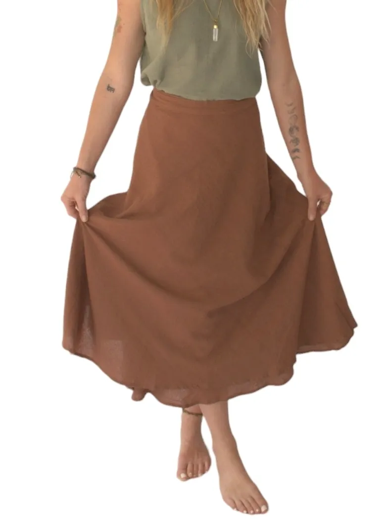 Organic Cotton Terracotta Wrap Skirt