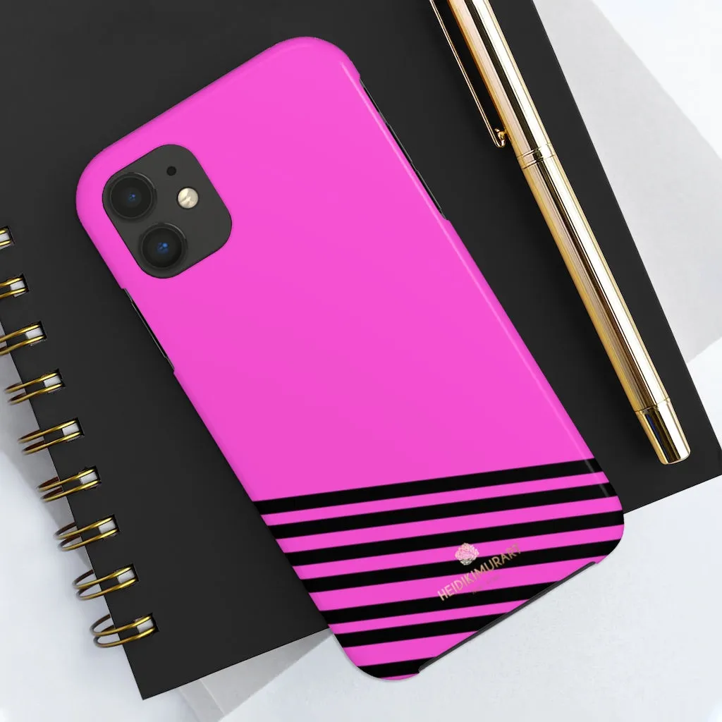 Pink Black Striped iPhone Case, Designer Case Mate Tough Samsung Galaxy Phone Cases