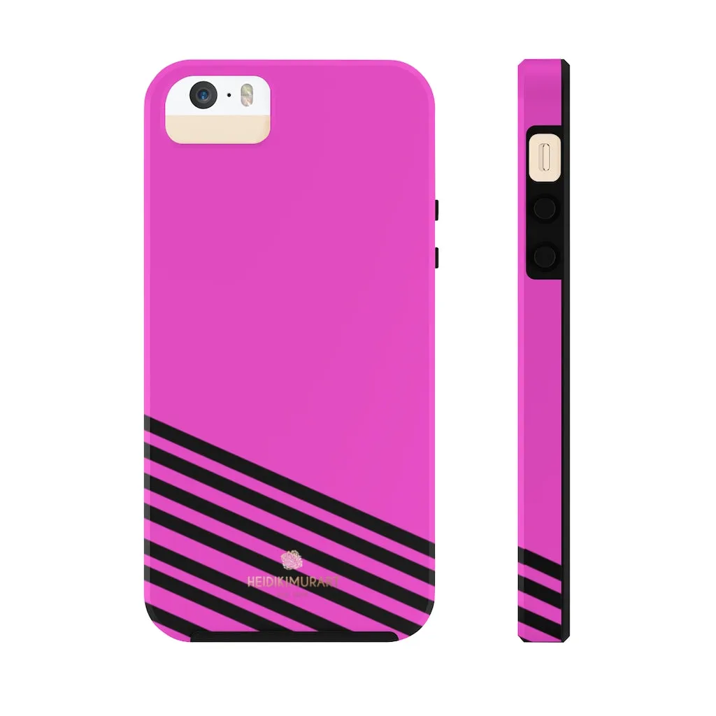 Pink Black Striped iPhone Case, Designer Case Mate Tough Samsung Galaxy Phone Cases