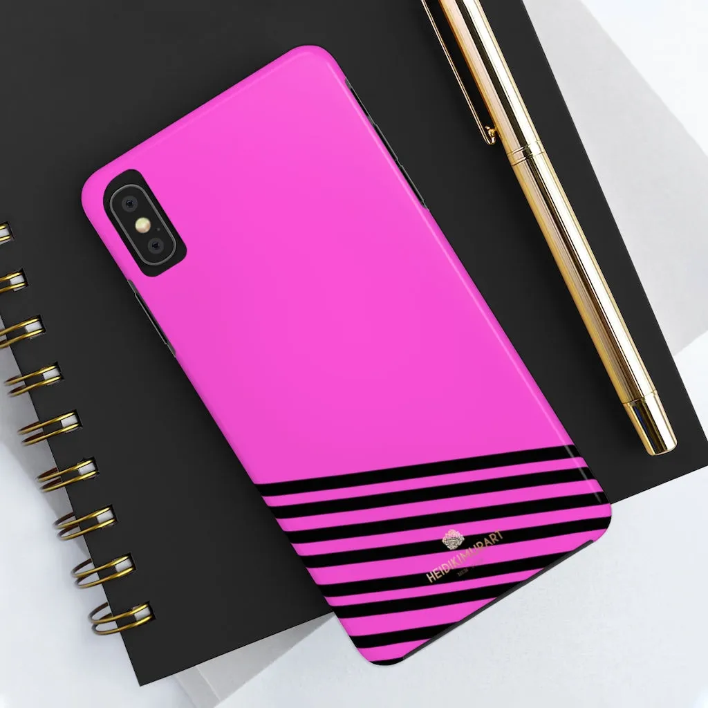 Pink Black Striped iPhone Case, Designer Case Mate Tough Samsung Galaxy Phone Cases