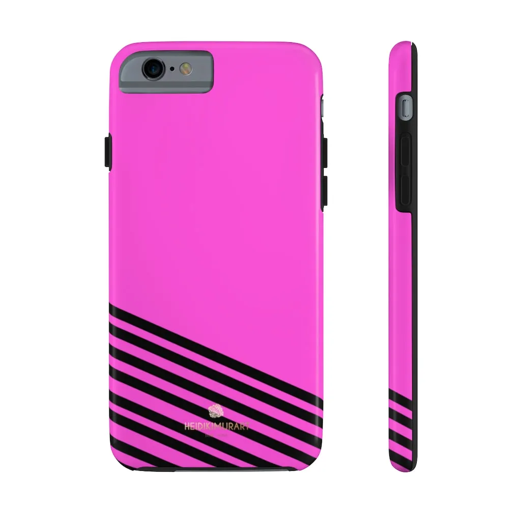 Pink Black Striped iPhone Case, Designer Case Mate Tough Samsung Galaxy Phone Cases