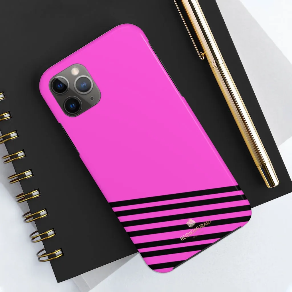 Pink Black Striped iPhone Case, Designer Case Mate Tough Samsung Galaxy Phone Cases