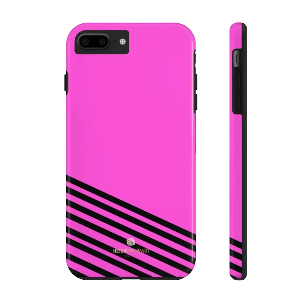 Pink Black Striped iPhone Case, Designer Case Mate Tough Samsung Galaxy Phone Cases