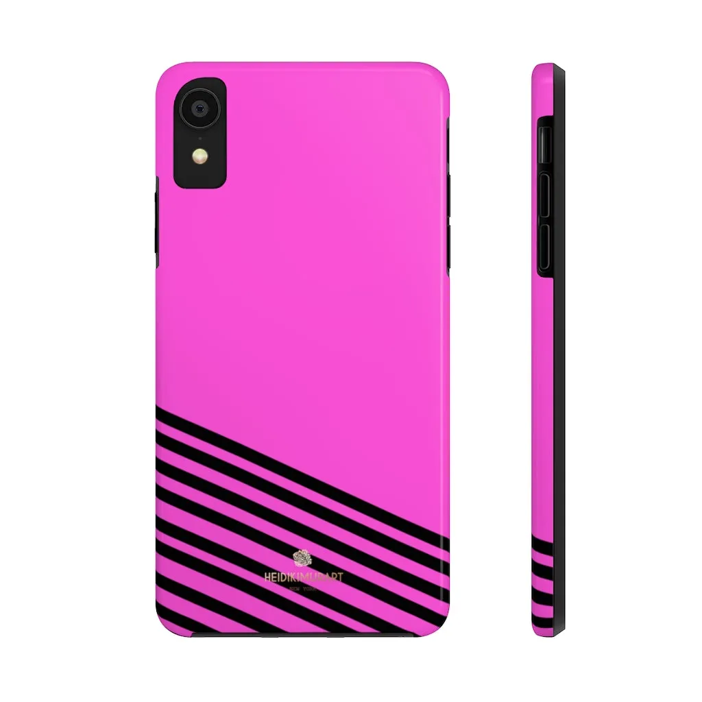 Pink Black Striped iPhone Case, Designer Case Mate Tough Samsung Galaxy Phone Cases