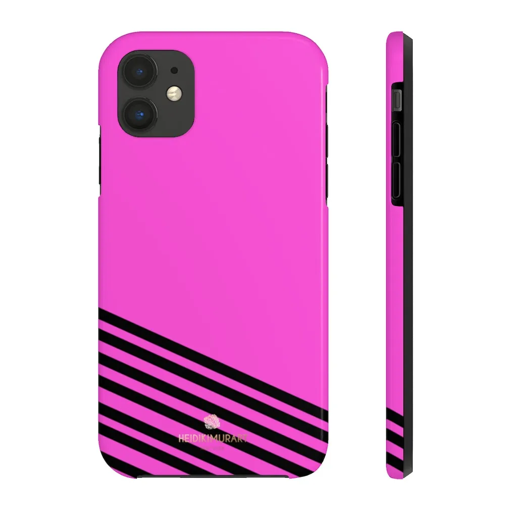 Pink Black Striped iPhone Case, Designer Case Mate Tough Samsung Galaxy Phone Cases