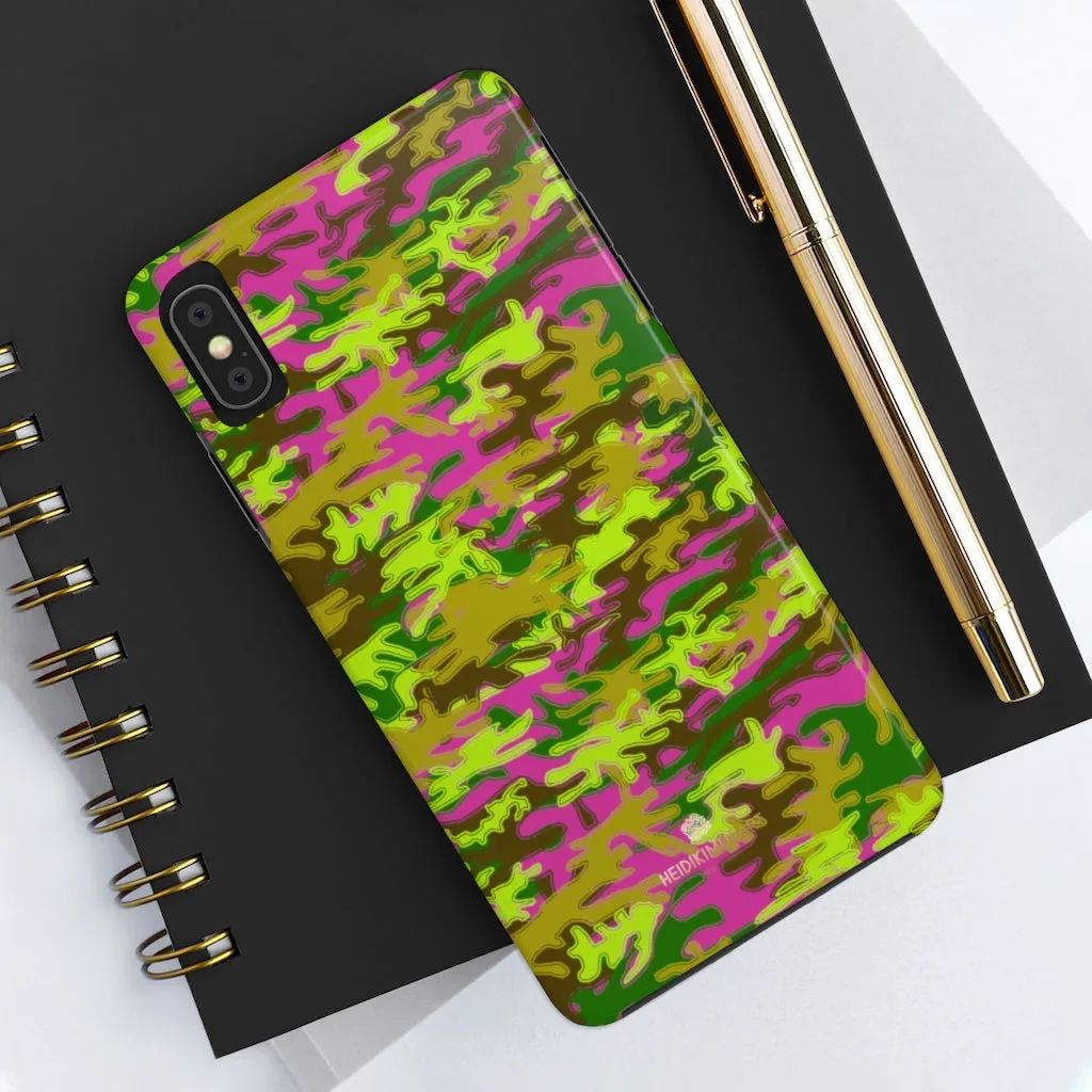 Pink Green Camo iPhone Case, Camouflage Case Mate Tough Samsung Galaxy Phone Cases