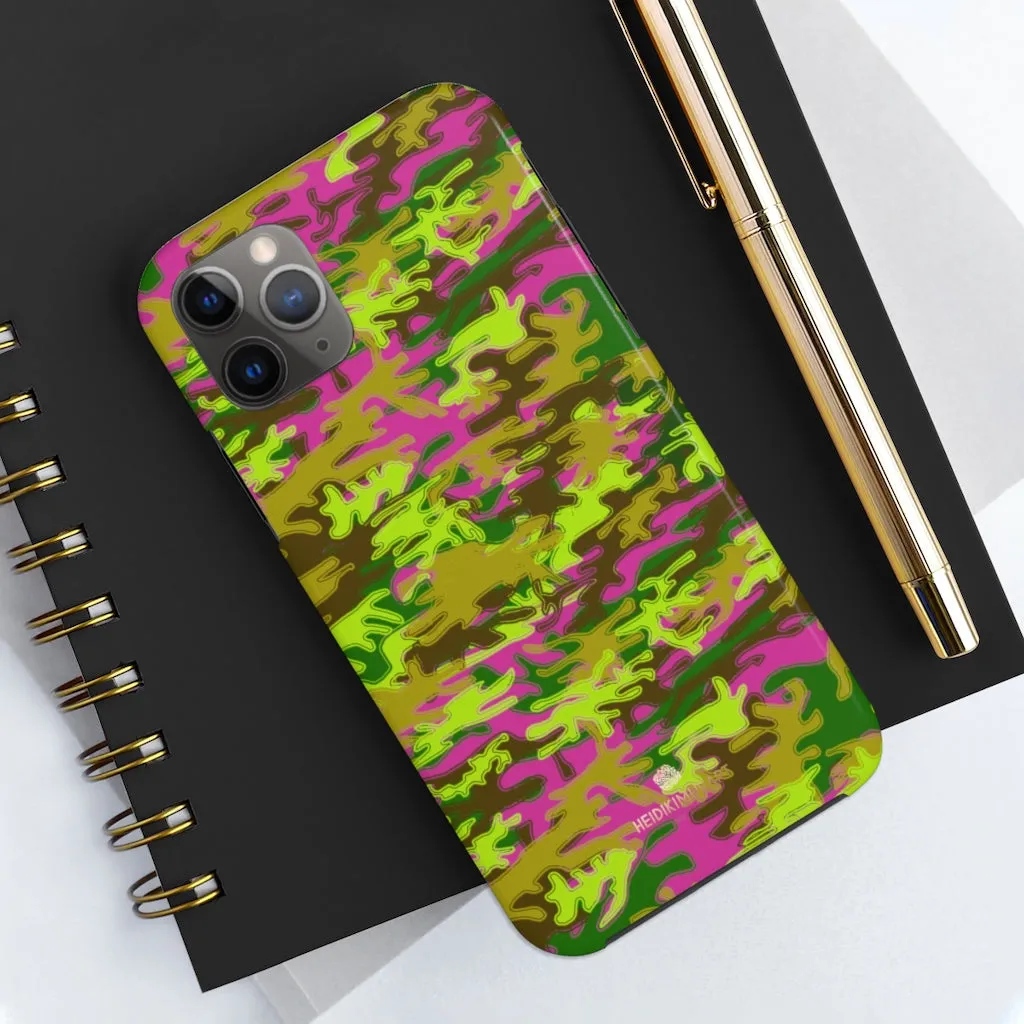 Pink Green Camo iPhone Case, Camouflage Case Mate Tough Samsung Galaxy Phone Cases