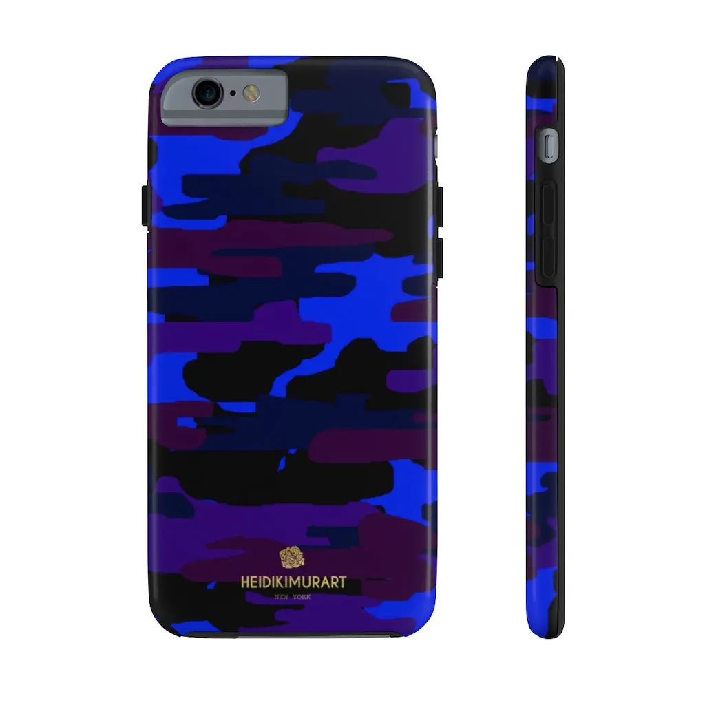 Purple Blue Camo Print Phone Case, Army Military Case Mate Tough Phone Cases-Made in USA