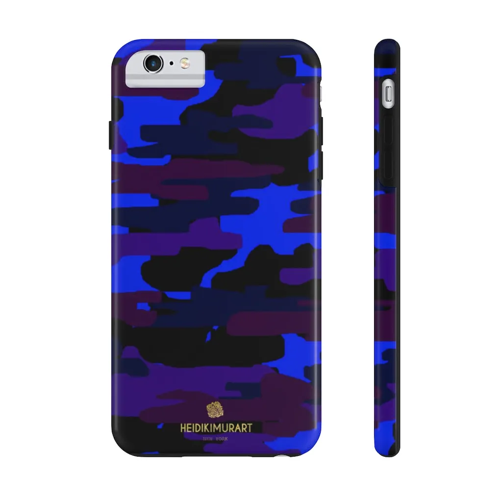 Purple Blue Camo Print Phone Case, Army Military Case Mate Tough Phone Cases-Made in USA