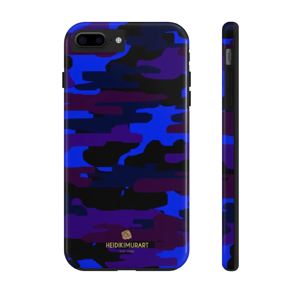 Purple Blue Camo Print Phone Case, Army Military Case Mate Tough Phone Cases-Made in USA