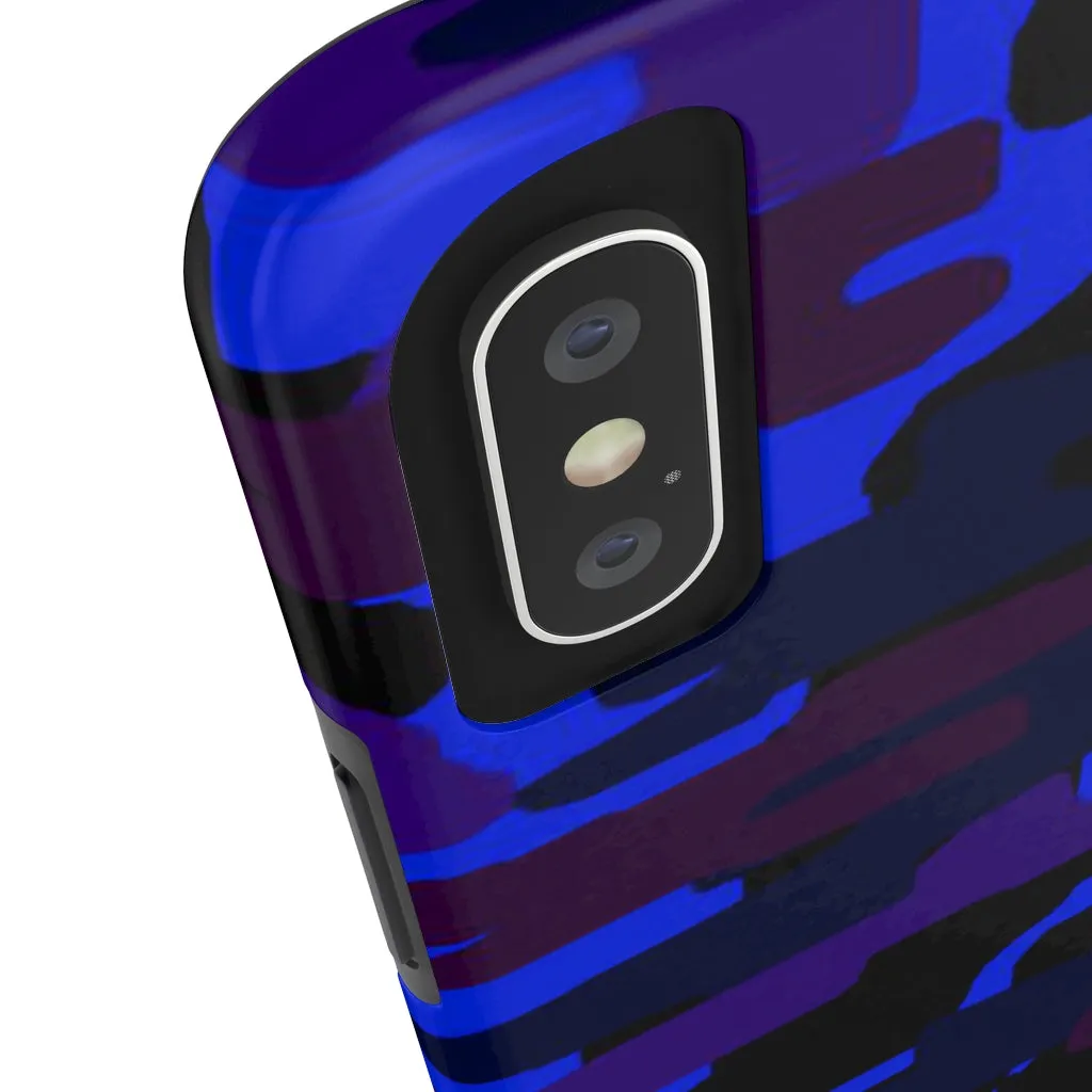 Purple Blue Camo Print Phone Case, Army Military Case Mate Tough Phone Cases-Made in USA