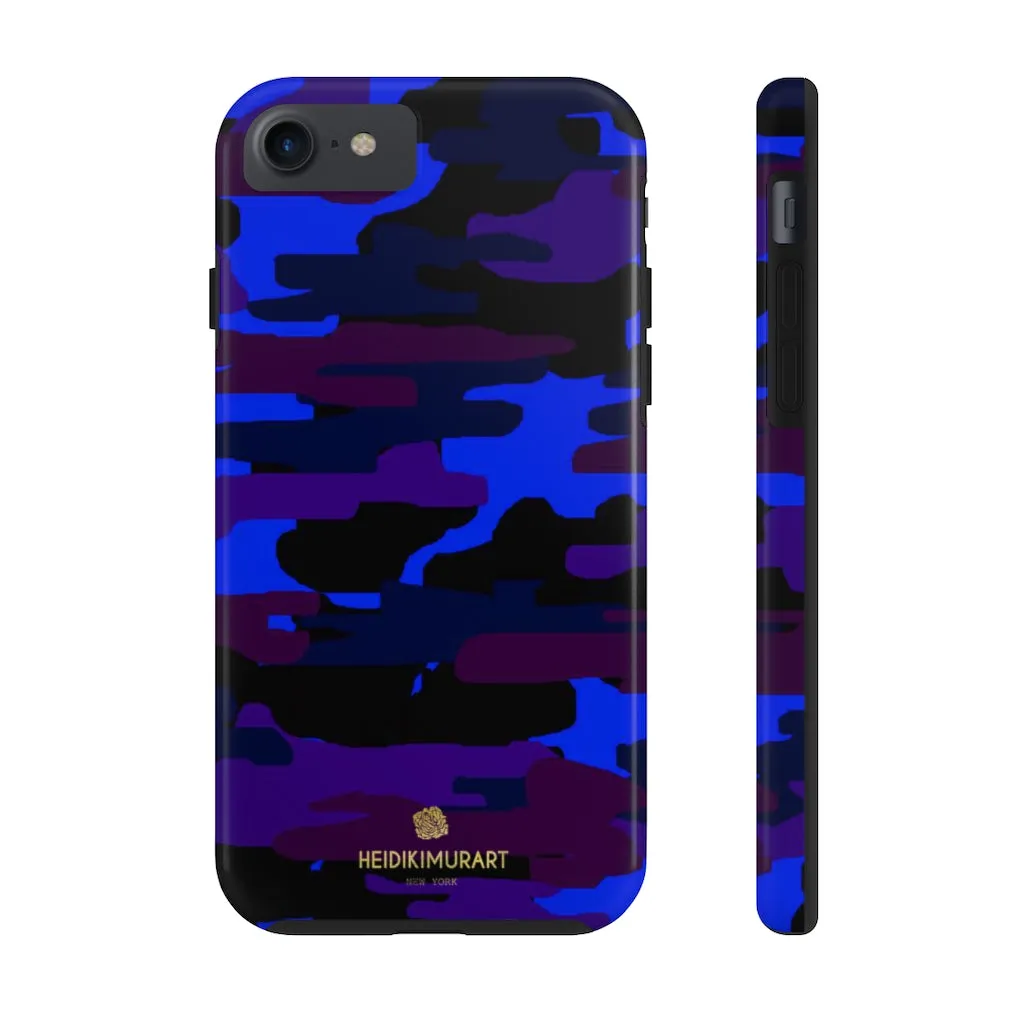 Purple Blue Camo Print Phone Case, Army Military Case Mate Tough Phone Cases-Made in USA