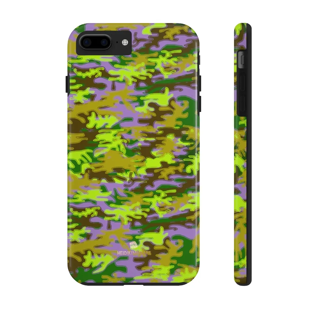 Purple Green Camo iPhone Case, Army Print Case Mate Tough Samsung Galaxy Phone Cases