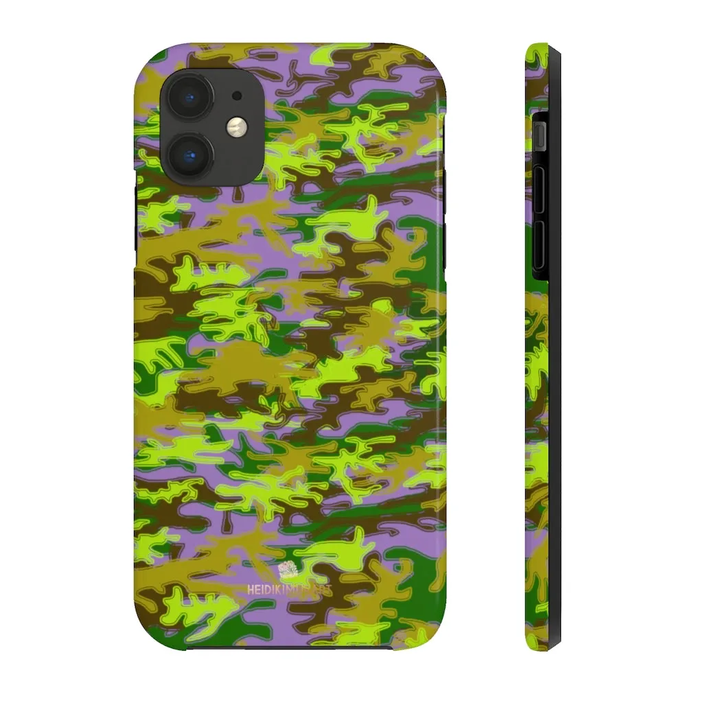 Purple Green Camo iPhone Case, Army Print Case Mate Tough Samsung Galaxy Phone Cases