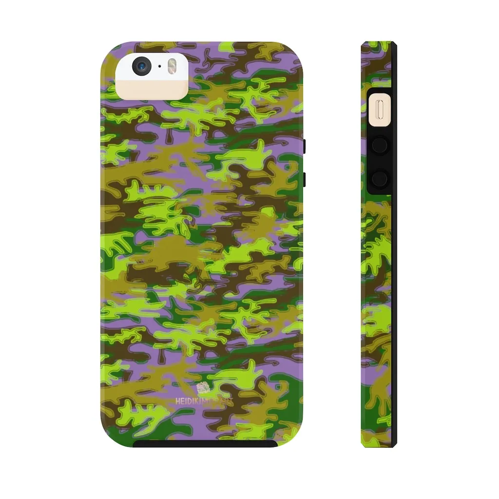 Purple Green Camo iPhone Case, Army Print Case Mate Tough Samsung Galaxy Phone Cases