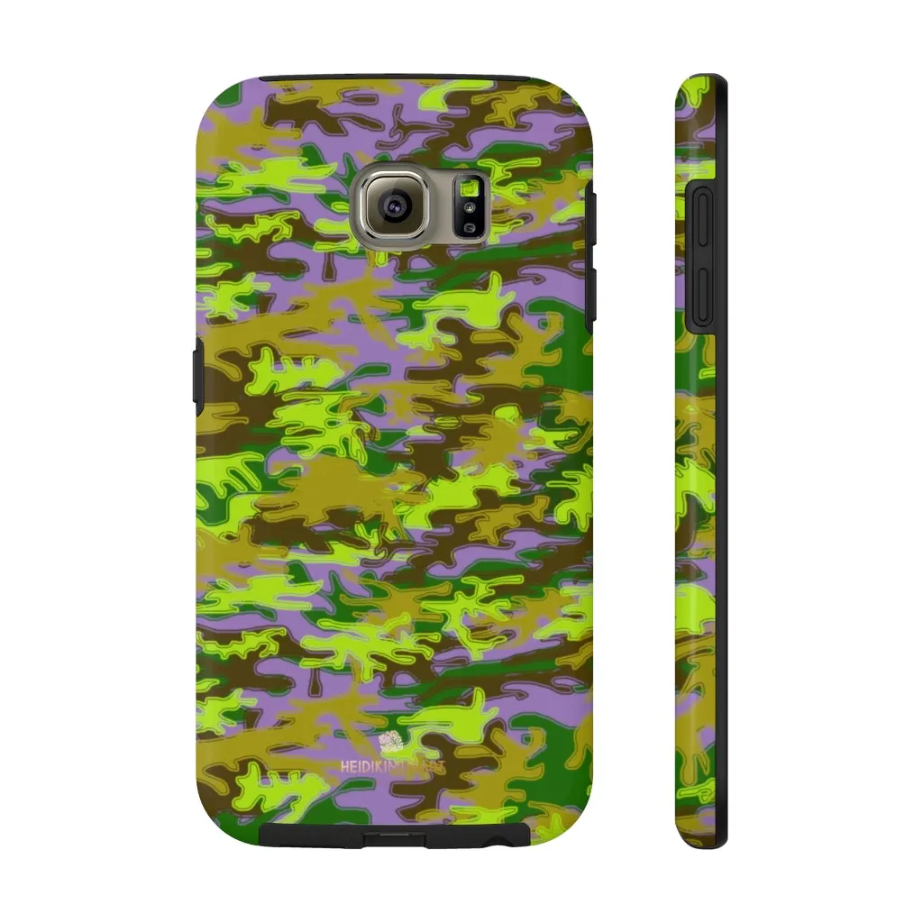 Purple Green Camo iPhone Case, Army Print Case Mate Tough Samsung Galaxy Phone Cases