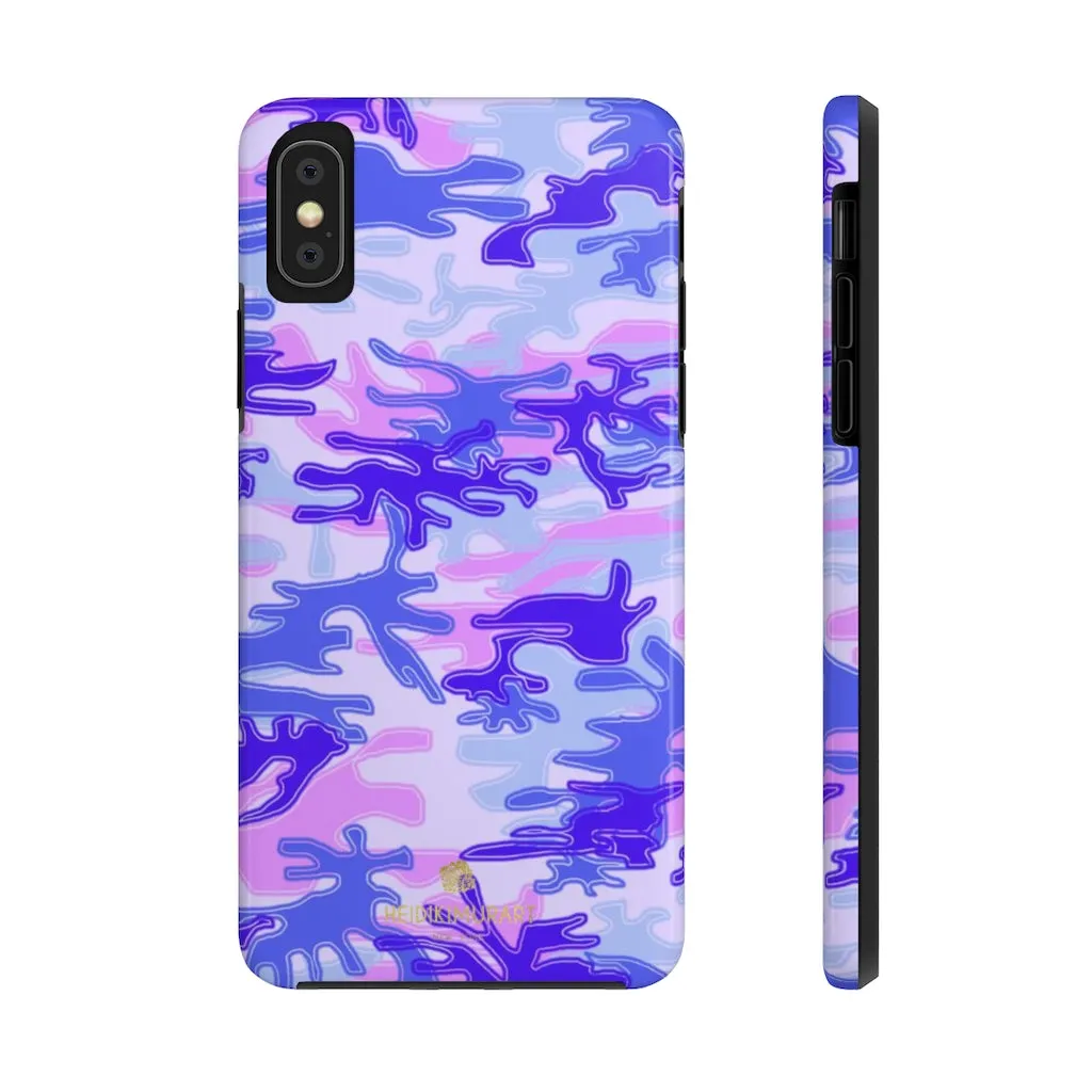 Purple Pink Camo Print iPhone Case, Army Camouflage Print Case Mate Tough Phone Cases