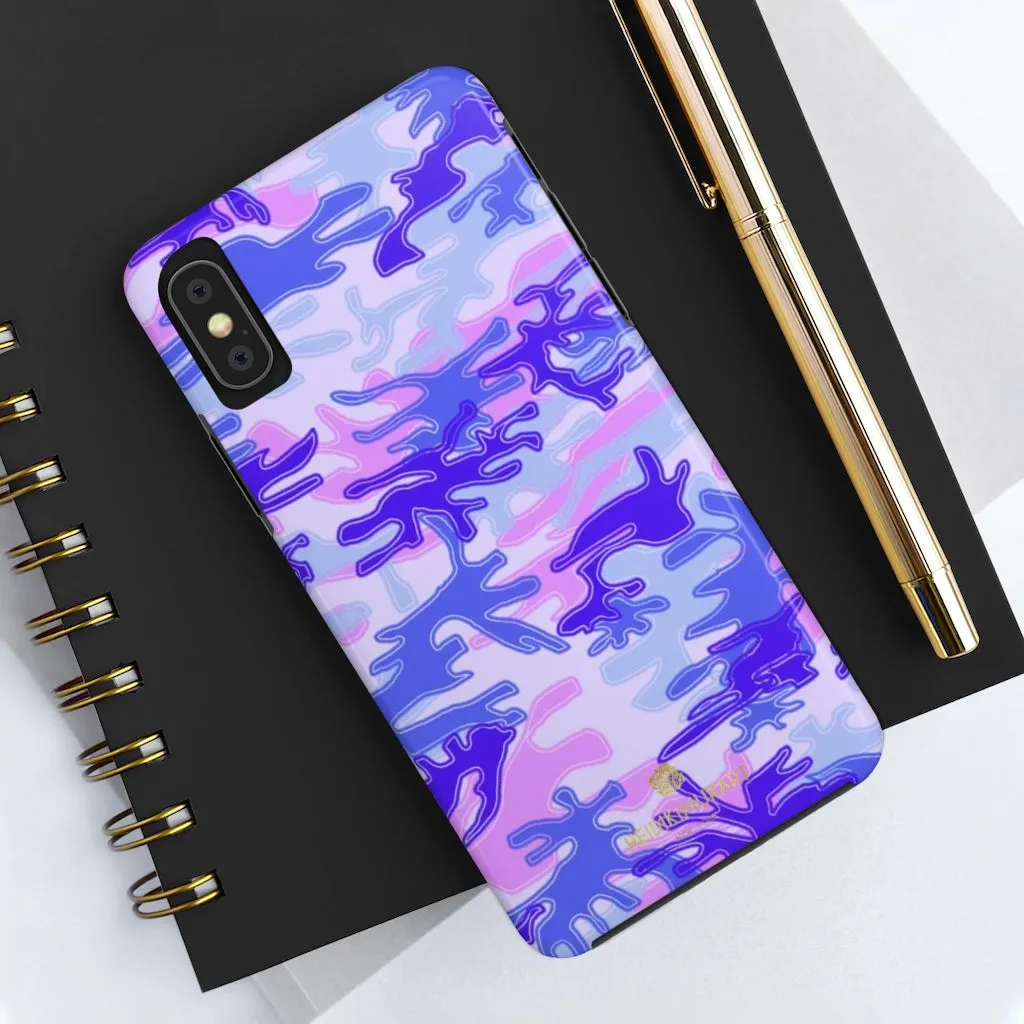 Purple Pink Camo Print iPhone Case, Army Camouflage Print Case Mate Tough Phone Cases