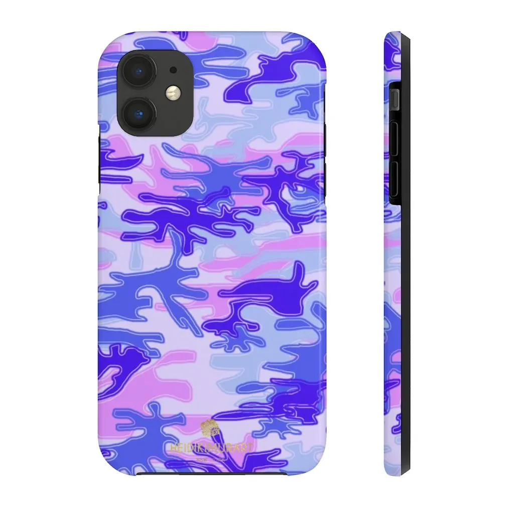 Purple Pink Camo Print iPhone Case, Army Camouflage Print Case Mate Tough Phone Cases